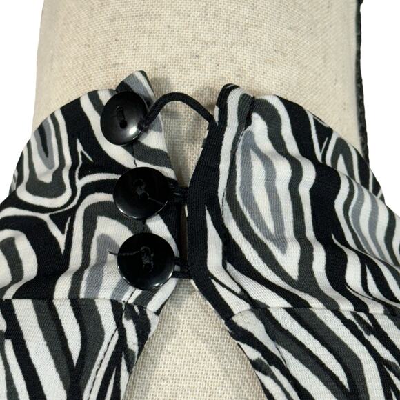 Worthington Large Top Geometric Stetch Elbow Puff Sleeves Keyhole Neck Multi - Picture 8 of 11